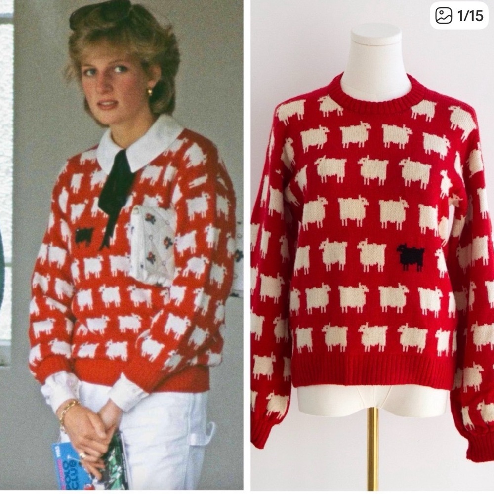 Warm and wonderful 100% wool  Diana black sheep sweater .